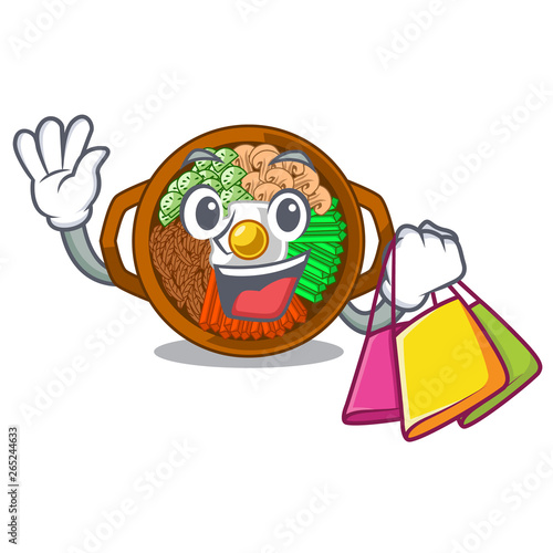 Shopping bibimbap served on mascot hot pan