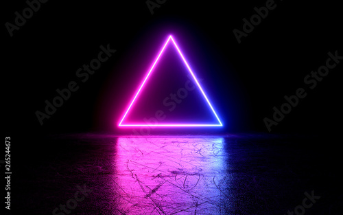 neon light shapes on black background,rainbow colors, 3d rendering,conceptual image.