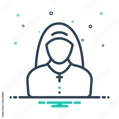 Mix line icon for nun sister 