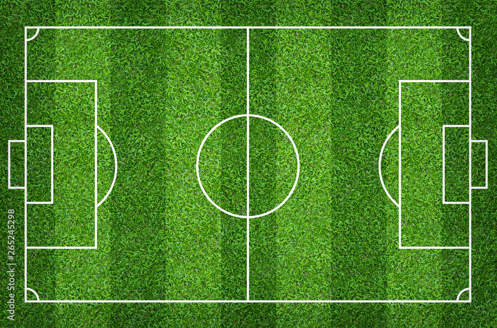 Football field or soccer field for background. Green lawn court for create game.