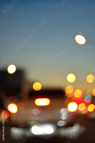 blur light traffic, car driving on night road city