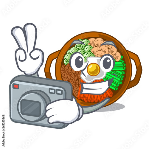 Photographer bowl of bibimbap in cartoon shape