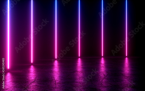 Wallpaper Mural neon light shapes on black background,rainbow colors, 3d rendering,conceptual image. Torontodigital.ca