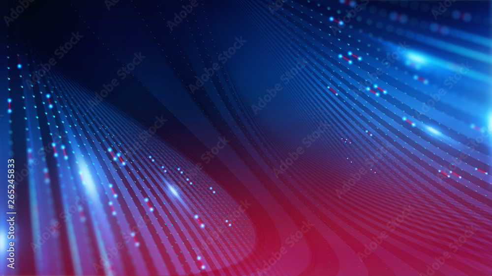 Fototapeta premium Geometric landscape and Futuristic digital blockchain fintech technology.