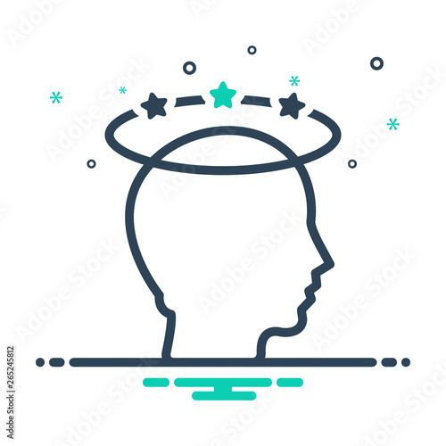 Mix line icon for headache  migraine 