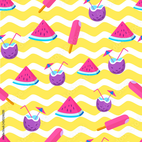 Summer time vacation seamless pattern