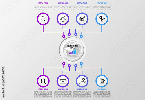 Vector Infographics Elements Template Design . Business Data Visualization Timeline with Marketing Icons most useful can be used for presentation, diagrams, annual reports, workflow layout