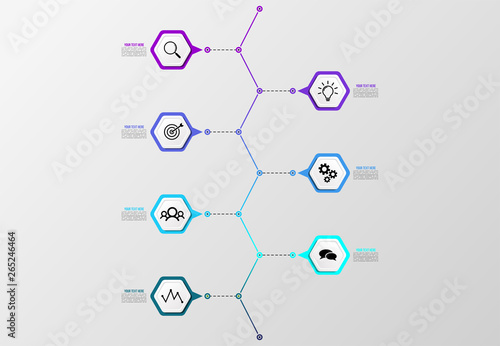 Vector Infographics Elements Template Design . Business Data Visualization Timeline with Marketing Icons most useful can be used for presentation, diagrams, annual reports, workflow layout