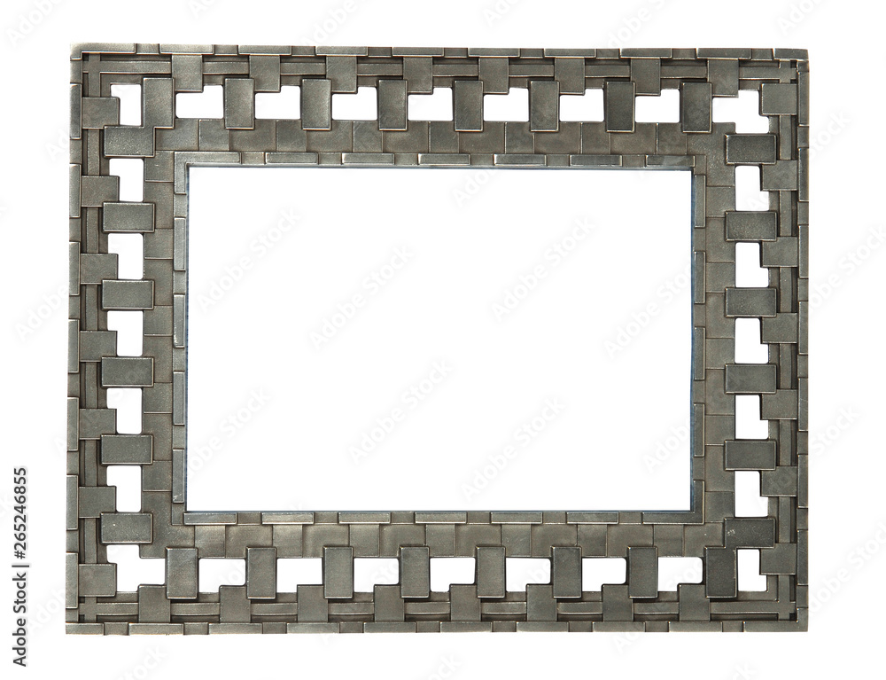 Picture frame designed with metal in square shape, isolated on white background with clipping path. Picture frame designed with metal in square shape, isolated on white background with clipping path.