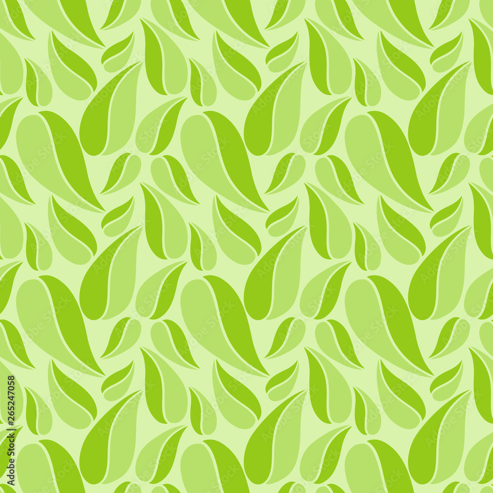 Fototapeta premium Flat vector seamless patterns with simple leaves on colored background for textile, prints, wallpaper, wrapping, web etc.
