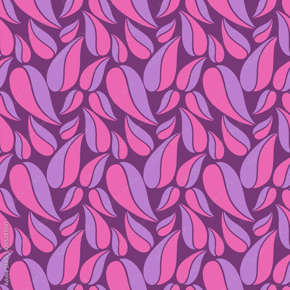 Flat vector seamless patterns with simple leaves on colored background for textile, prints, wallpaper, wrapping, web etc.