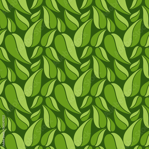 Flat vector seamless patterns with simple leaves on colored background for textile, prints, wallpaper, wrapping, web etc.