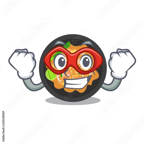 Super hero pat thai served in character bowl
