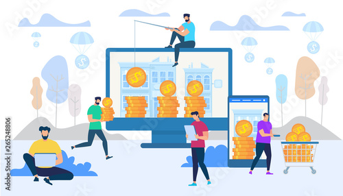 Earning and Spending Money in Internet Concept