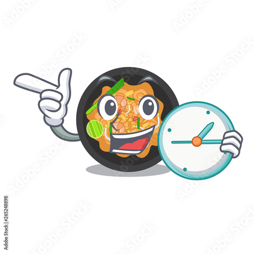 With clock pat thai served in character bowl