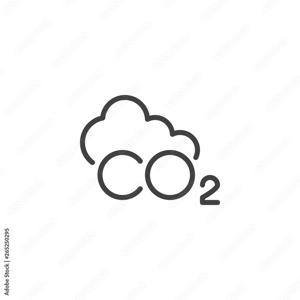 CO2 cloud line icon. linear style sign for mobile concept and web design. CO2 carbon dioxide outline vector icon. Ecology symbol, logo illustration. Pixel perfect vector graphics CO2 cloud line icon. linear style sign for mobile concept and web design. CO2 carbon dioxide outline vector icon. Ecology symbol, logo illustration. Pixel perfect vector graphics
