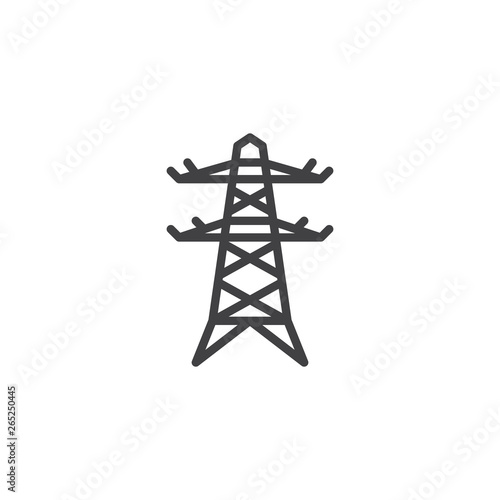 Electric tower line icon. linear style sign for mobile concept and web design. Transmissions tower outline vector icon. Symbol, logo illustration. Pixel perfect vector graphics