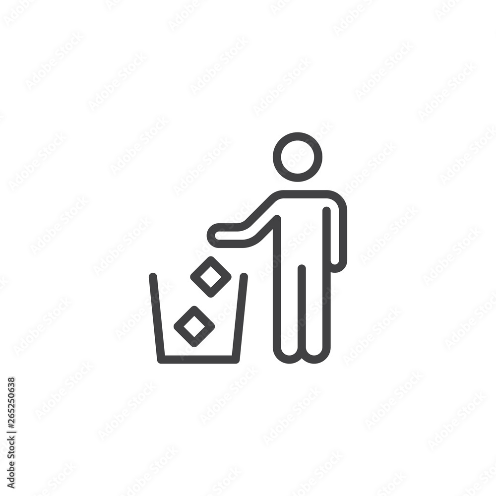 Do not litter line icon. linear style sign for mobile concept and web design. Trash bin area outline vector icon. Symbol, logo illustration. Pixel perfect vector graphics Do not litter line icon. linear style sign for mobile concept and web design. Trash bin area outline vector icon. Symbol, logo illustration. Pixel perfect vector graphics
