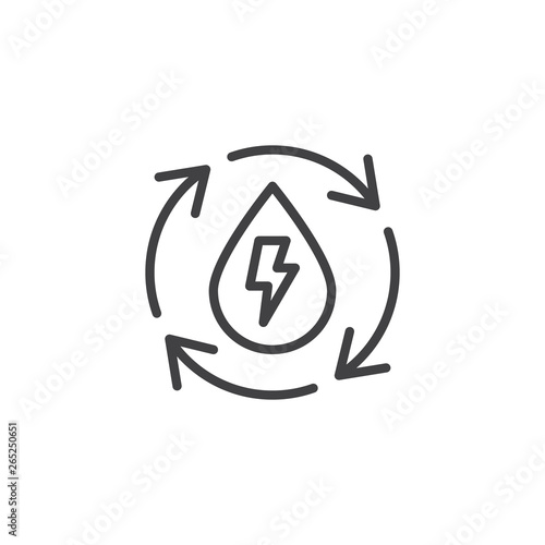 Water recycling energy line icon. linear style sign for mobile concept and web design. Ecology Recycle Water Drop outline vector icon. Symbol, logo illustration. Pixel perfect vector graphics