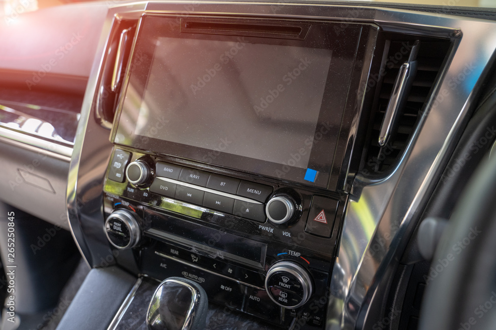 Fototapeta premium Screen multimedia system in luxury car.Modern car dashboard.
