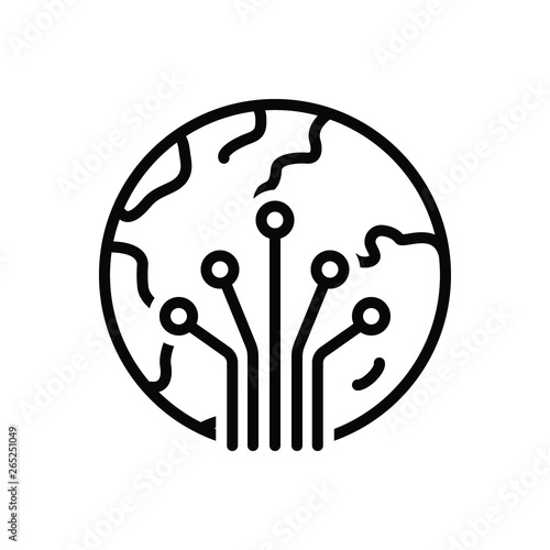 Black line icon for photonics fiber