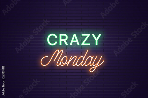 Neon composition of headline Crazy Monday. Text