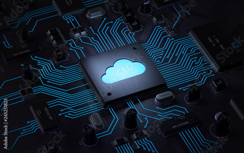 Cloud computing and network security concept, 3d rendering,conceptual image. photo