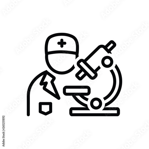 Black line icon for pathologist 