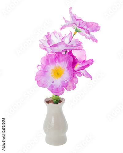 Plastic flower in ceramic vase isolated on white background © Freedom Life