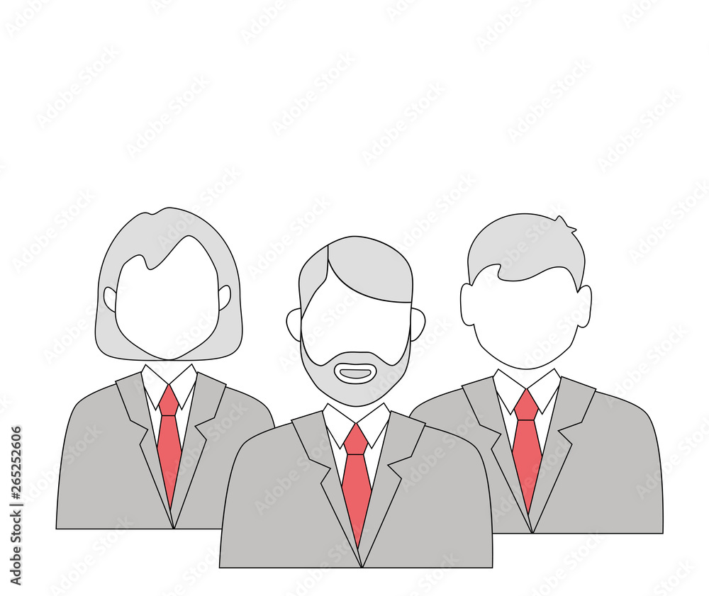 business team. people in business clothes. icons vector illustration.