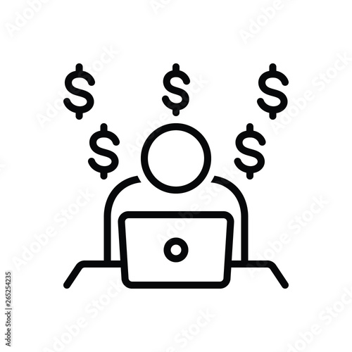 Black line icon for making money 