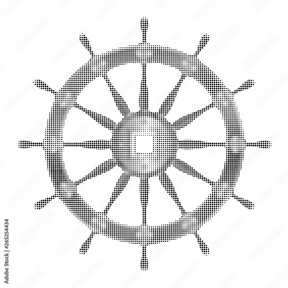 Obraz premium Halftone_ship_steering_wheel