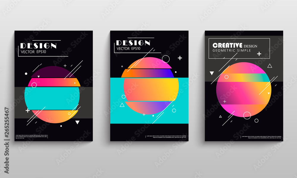 Plakat Brochure layout, cover modern design annual report, magazine, flyer in A4 with colourful geometric shapes for business with abstract texture background.