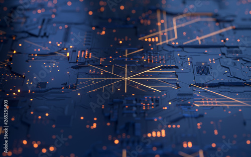 Bild auf Leinwand circuit board,abstract network technology background,3d rendering,conceptual image