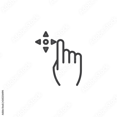 Drag flick line icon. Hand Click linear style sign for mobile concept and web design. Finger touch outline vector icon. Symbol, logo illustration. Pixel perfect vector graphics