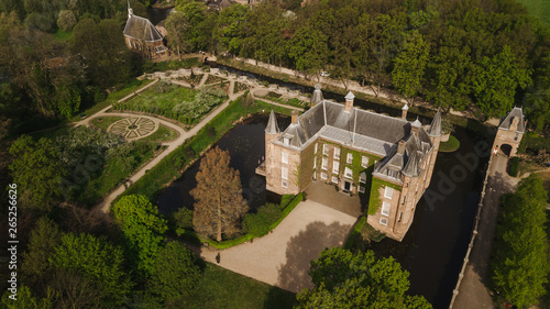 Castle is north of the city of Utrecht Aerial photo