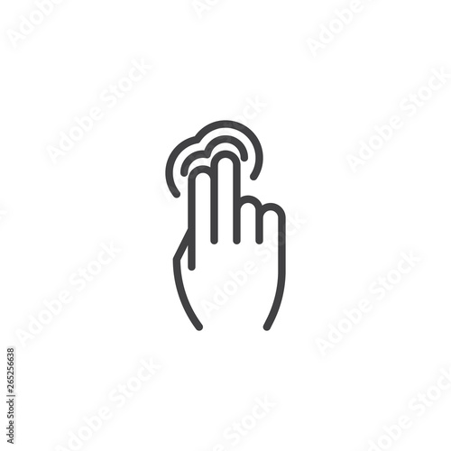 2x double tap line icon. Hand Click linear style sign for mobile concept and web design. Two Finger touch gesture outline vector icon. Symbol, logo illustration. Pixel perfect vector graphics