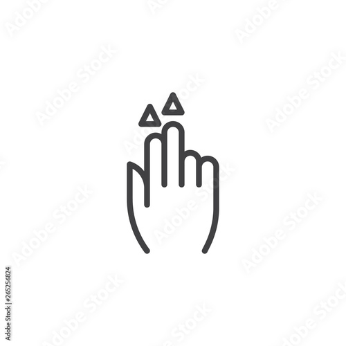 2x flick up line icon. Hand Double Click linear style sign for mobile concept and web design. Two finger touch gesture outline vector icon. Symbol, logo illustration. Pixel perfect vector graphics