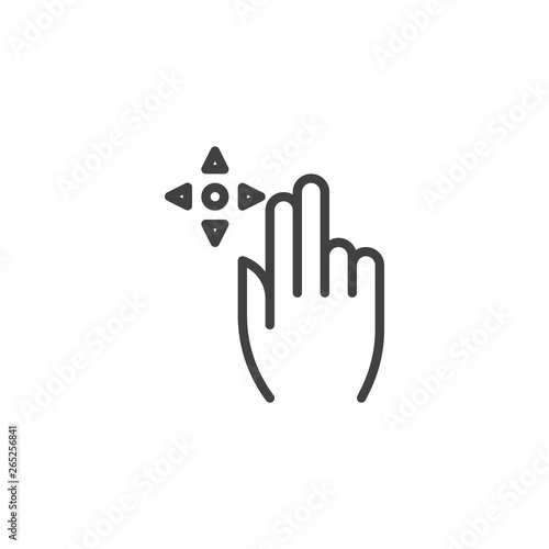 2x drag flick line icon. Hand Click linear style sign for mobile concept and web design. Two Finger touch gesture outline vector icon. Symbol, logo illustration. Pixel perfect vector graphics