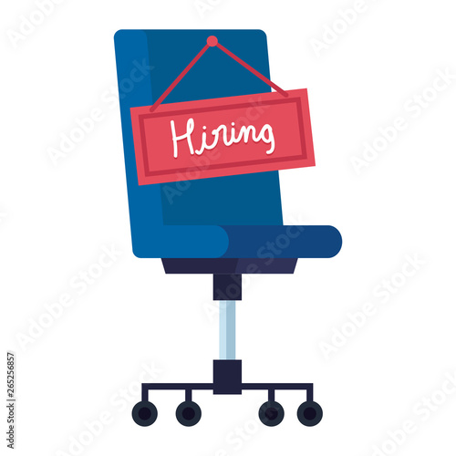 office chair with hiring label