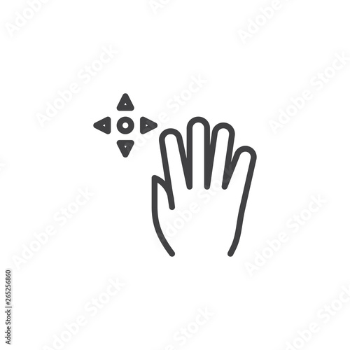 4x drag flick line icon. Hand Click linear style sign for mobile concept and web design. Four finger touch gesture outline vector icon. Symbol, logo illustration. Pixel perfect vector graphics