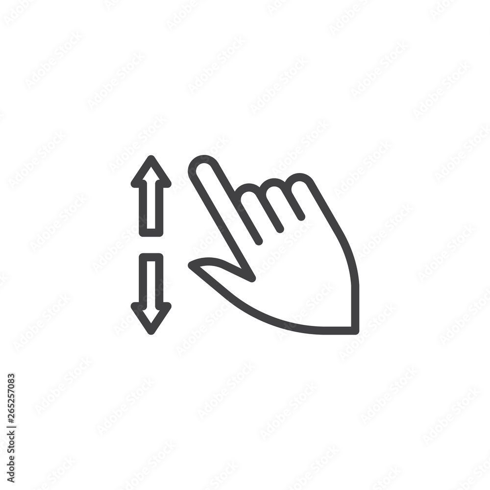Vertical swipe line icon. Hand Click linear style sign for mobile concept and web design. Up and down finger touch gesture outline vector icon. Symbol, logo illustration. Pixel perfect vector graphics Vertical swipe line icon. Hand Click linear style sign for mobile concept and web design. Up and down finger touch gesture outline vector icon. Symbol, logo illustration. Pixel perfect vector graphics