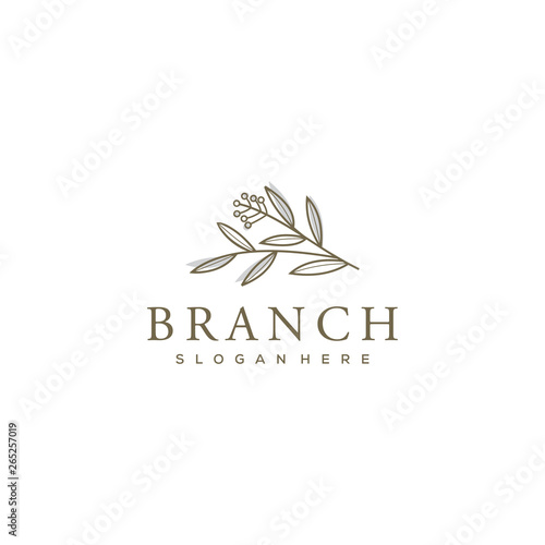 branch leaf flower logo design