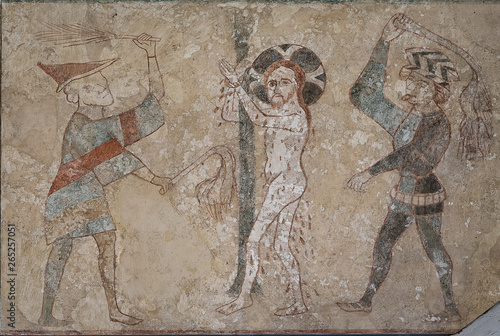 Картината върху платно Jesus is whipped by two tormentors, beating him with their scourages