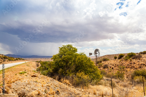 A large thunderstorm happening in the dry arid area of the karoo,  outside of the town of Cradock, South Africa. photo