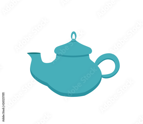 Teapot cartoon blue colorful vector illustration.