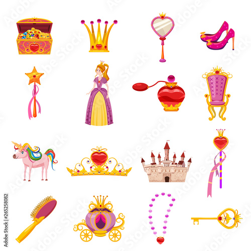 Set Princess World elements and attributes of design