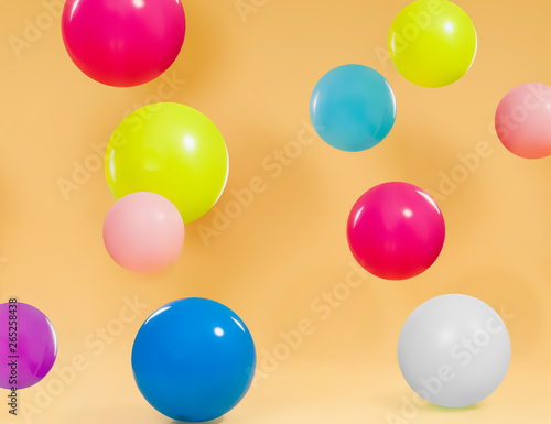 Colorful balloons with orange background
