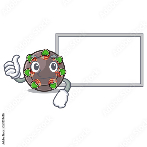 Thumbs up with board escargot isolated with in the mascot