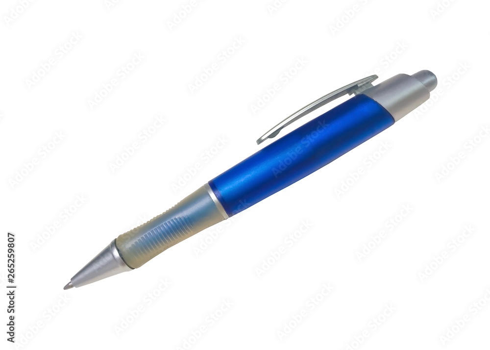 Blue ballpoint pen isolated on white background Blue ballpoint pen isolated on white background